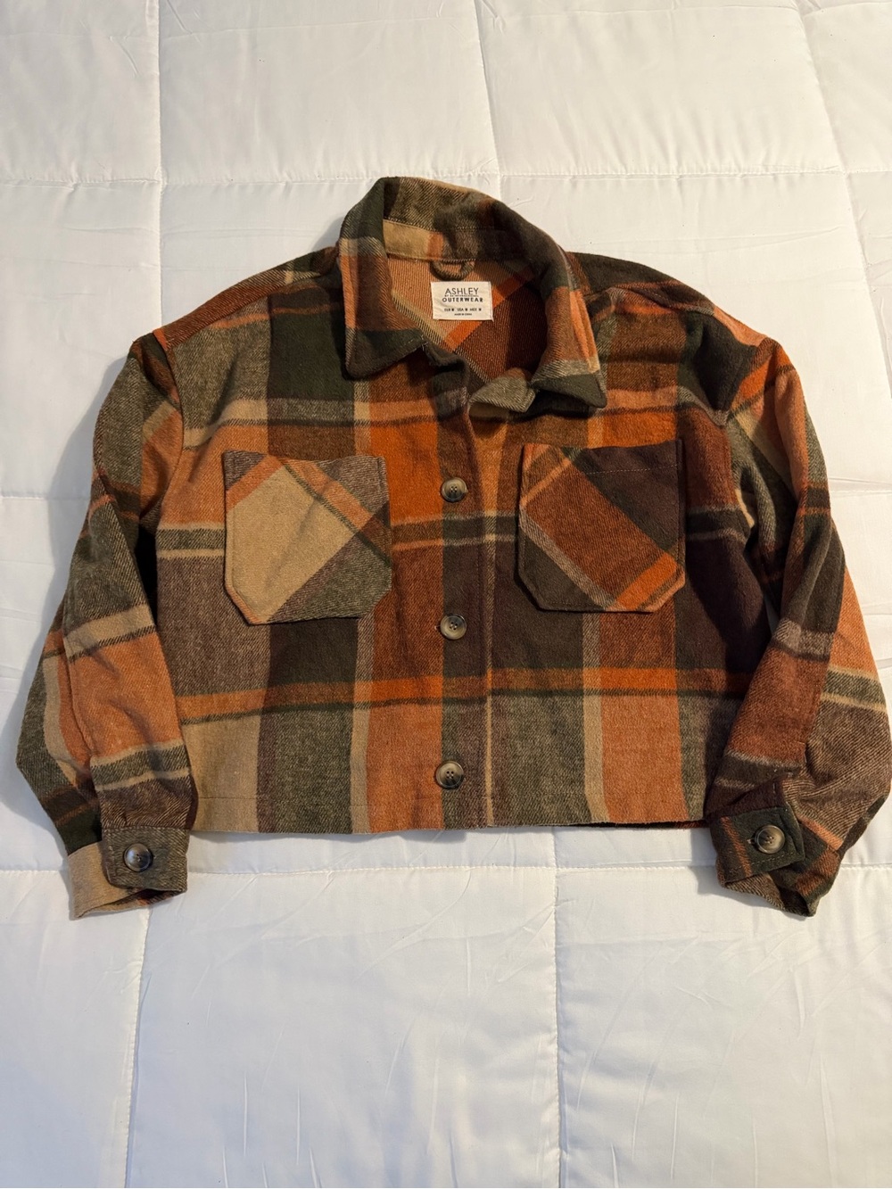 Ashley by 26 International Cropped Plaid Shacket